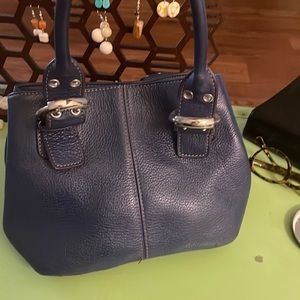Tignanello rare navy leather handbag